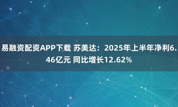 易融资配资APP下载 苏美达：2025年上半年净利6.46亿元 同比增长12.62%