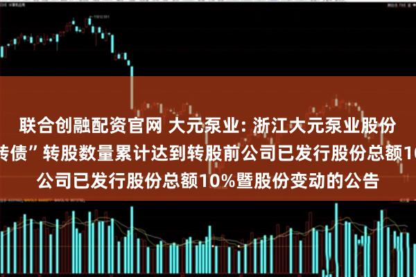 联合创融配资官网 大元泵业: 浙江大元泵业股份有限公司关于“大元转债”转股数量累计达到转股前公司已发行股份总额10%暨股份变动的公告