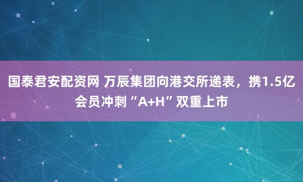 国泰君安配资网 万辰集团向港交所递表，携1.5亿会员冲刺“A+H”双重上市